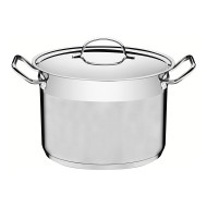 Caldeirão 24cm 7,8 Litros Professional Em Aço Inox Tramontina Fundo Triplo Com Tampa Plana Detalhe Satinado